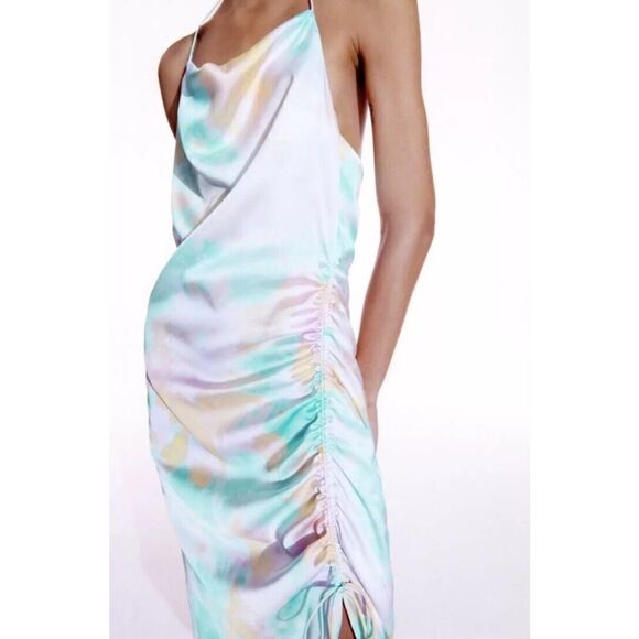 New with tags Zara Tie Dye Slip Midi Dress With Slit Multicolor 3525/456 aize M - Picture 16 of 16
